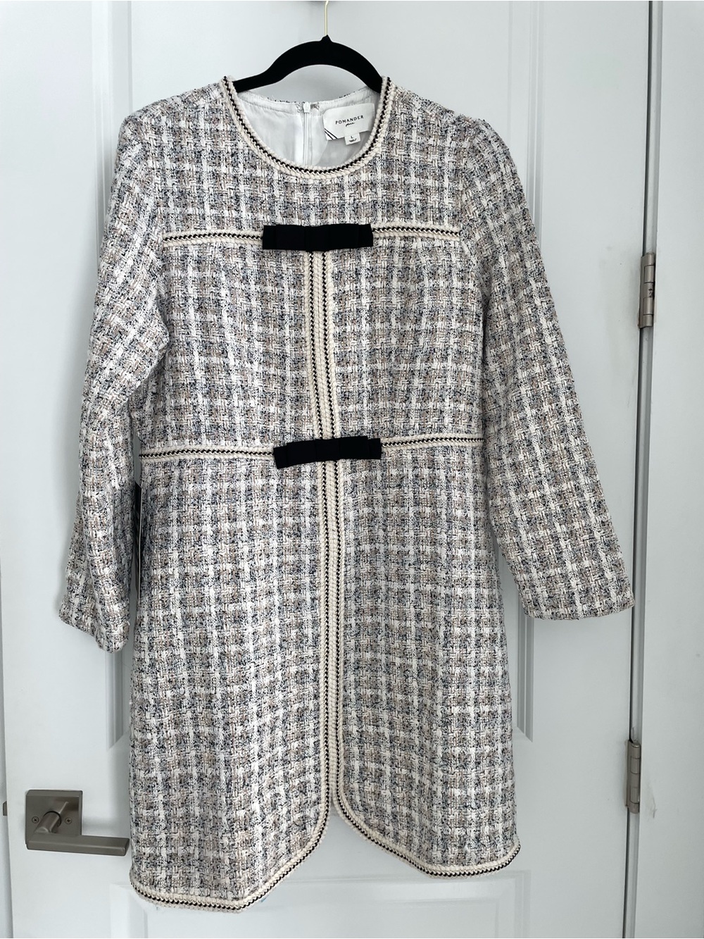 NEW Tuckernuck Pomander Place Ivory Bow Tweed Brigitta Dress NWT Luxury - Picture 2 of 7